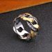 Hip Hop Hollowed Out Cuban Chain Ring, Trendy Men's Widened Woven Gold Water Diamond Titanium Steel Ring_ipsvogv.com
