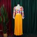 Women's Clothing women's summer new fashion V neck printed top pleated long skirt two piece suit_ipsvogv.com