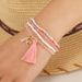 Alloy LOVE Pink Tassel Multi Layer Rice Bead Stacked Bohemian Women's Bracelet_ipsvogv.com