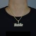 Men's Hip Hop Jewelry Hustle Zircon Pendant Necklace With Twist Chain, Silver & Gold Options, 24 Inches Fashion Trend Men's Necklace_ipsvogv.com