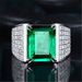 Korean Version Of Natural Emerald For Men, Fully Plated With Diamond, Green Zircon, And Colored Gemstone, Open Ring_ipsvogv.com