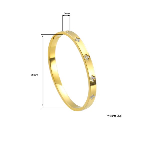 Women's Jewelry Stainless Steel Four Leaf Clover Bracelet Inlaid With Exquisite 5A Zircon Titanium Steel Bracelet High End Bracelet_ipsvogv.com