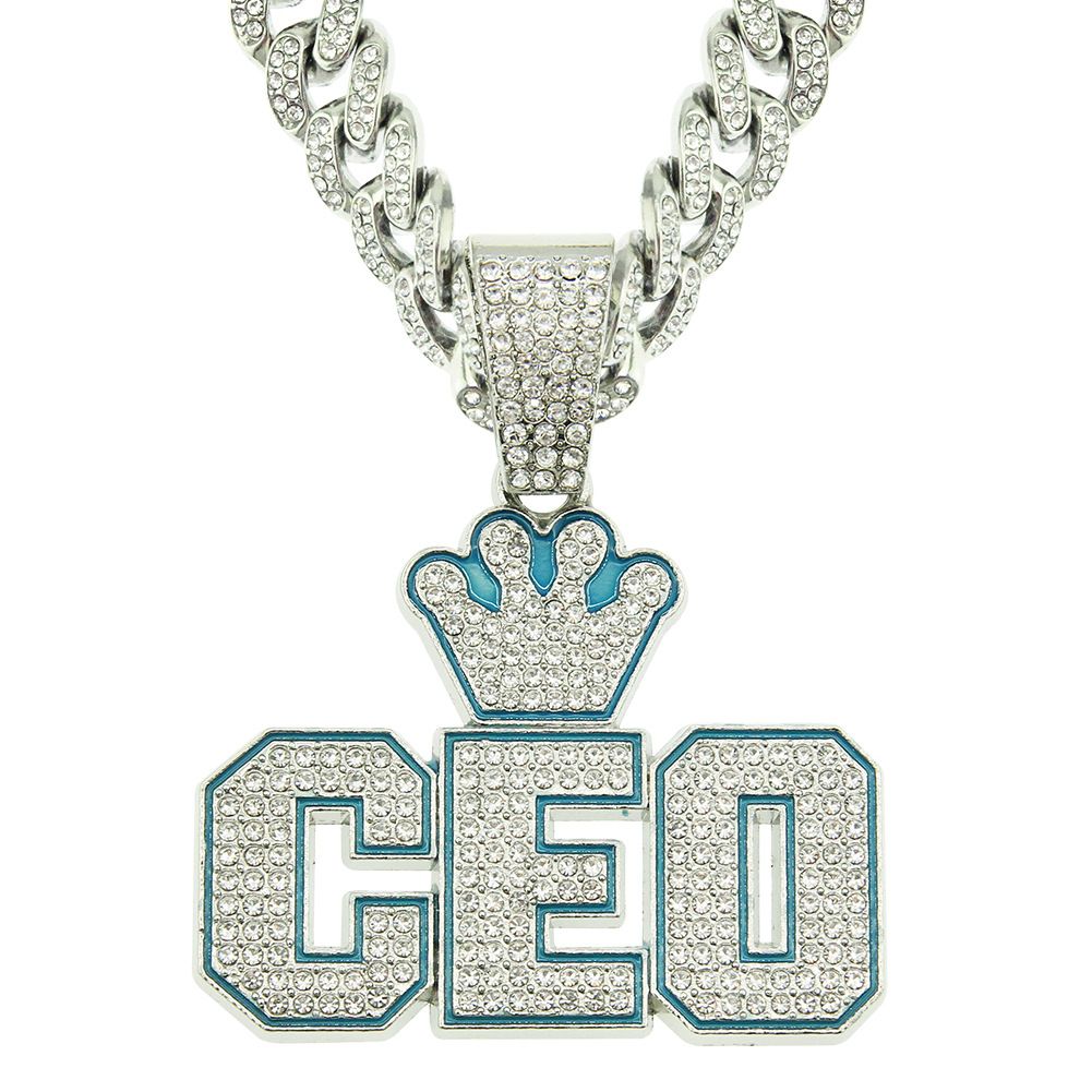 Hip Hop Full Diamond Personalized Letter Pendant, Necklace Jewelry, Men's New Cuban Chain Neckchain_ipsvogv.com