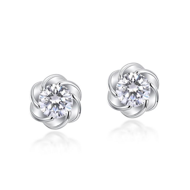 Rose Moissanite Earrings For Women S925 Silver Inlaid With Brilliant Moissanite Earrings Simple And Fashionable_ipsvogv.com