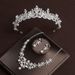 Main wedding dress crown headband bride headdress pearl necklace three piece set princess high end luxury accessories_ipsvogv.com