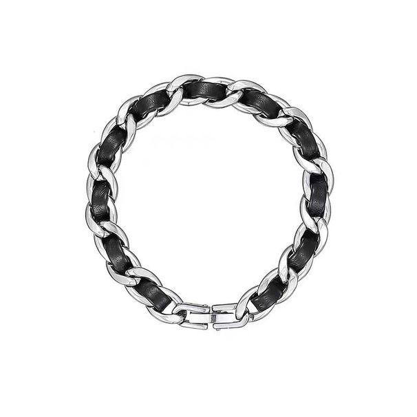 Titanium Steel Leather Design Bracelet Men's High Grade Stainless Steel Men's Bracelet Hip Hop Boy's Jewelry_ipsvogv.com