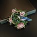 {Lucky Ruyi} Middle Ancient Heavy Industry Enamel Gradient Simi Dye Diamond Brooch National Style Hollow-out Embossed Magpie Jewelry_ipsvogv.com