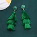 St. Patrick's Day elements hand woven green tassel earrings for ladies celebration party_ipsvogv.com