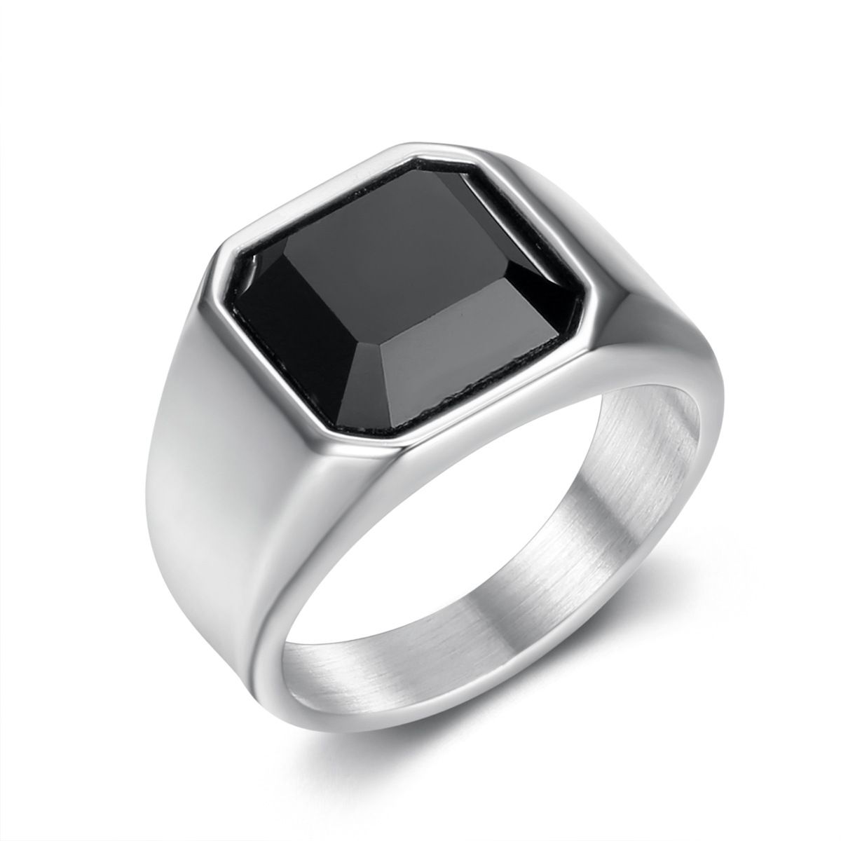 New Jewelry INS Simple Style Titanium Steel Men's Smooth Black Ring_ipsvogv.com