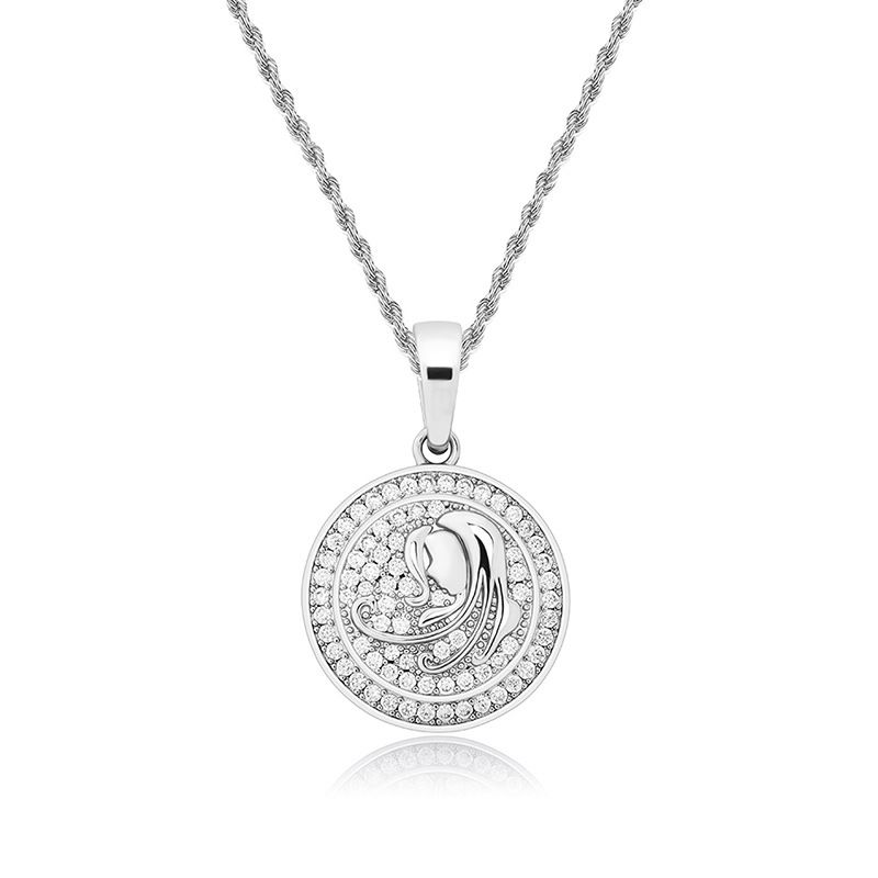 Men And Women's Jewelry Twelve Constellations Retro Pendant Full Of Zircon Hip Hop Personality Clavicle Necklace Accessories Hiphop_ipsvogv.com