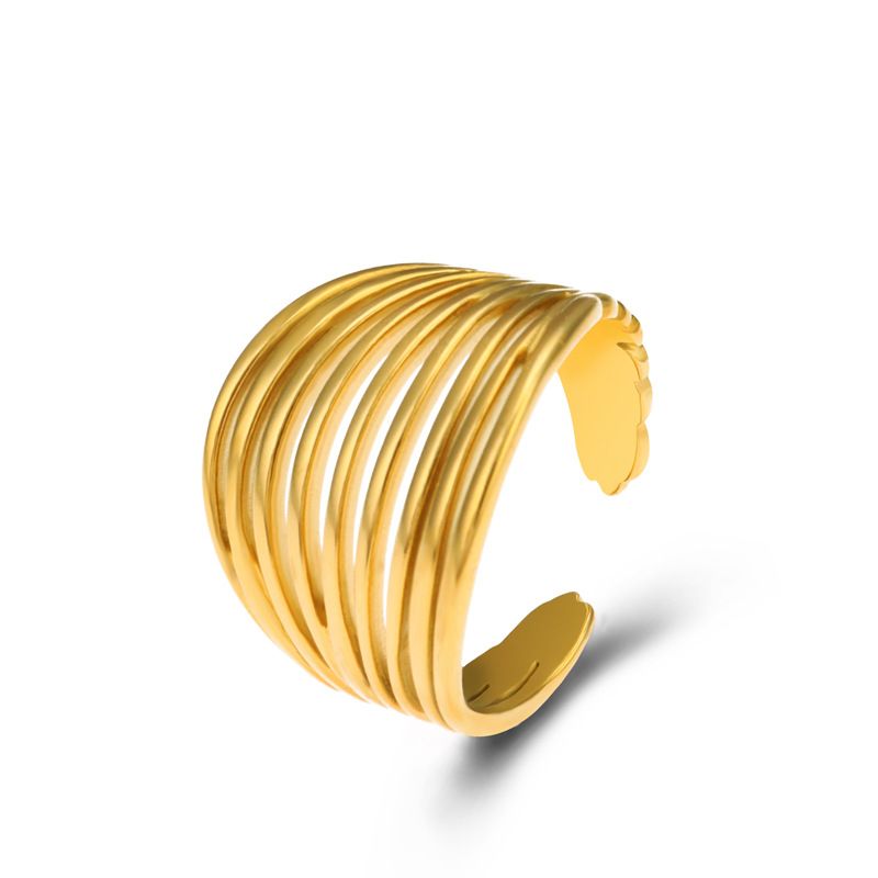 French Court Style Irregular Trend Ring Does Not Fade Titanium Steel Plated K Gold Open Ring Female_ipsvogv.com