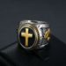 Men's Jewelry Titanium Steel Stainless Steel Gold Plated Praying God's Hand Cross Retro Ring_ipsvogv.com