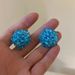 Unisex Summer Cool Blue Rhinestone Beaded Earrings Niche Retro Gentle Simple Aesthetic Art White Holiday Earrings_ipsvogv.com