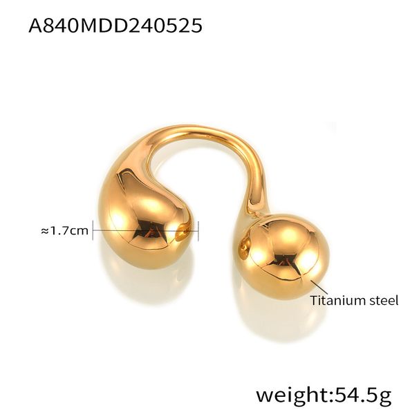 French Niche Design Water Droplet Mirror Striped Couple Ring, Light Luxury Color Preservation Open Ring_ipsvogv.com