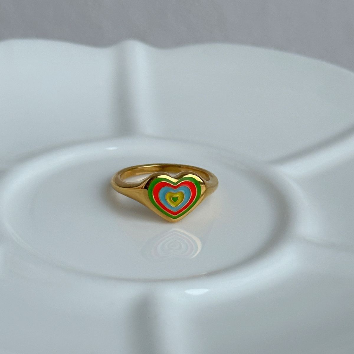INS Electroplated Retro Titanium Steel Color Drip Glue Love Ring_ipsvogv.com