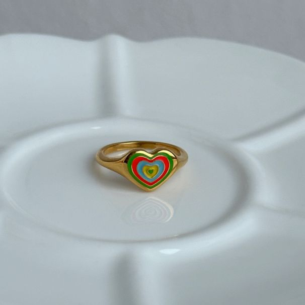 INS Electroplated Retro Titanium Steel Color Drip Glue Love Ring_ipsvogv.com