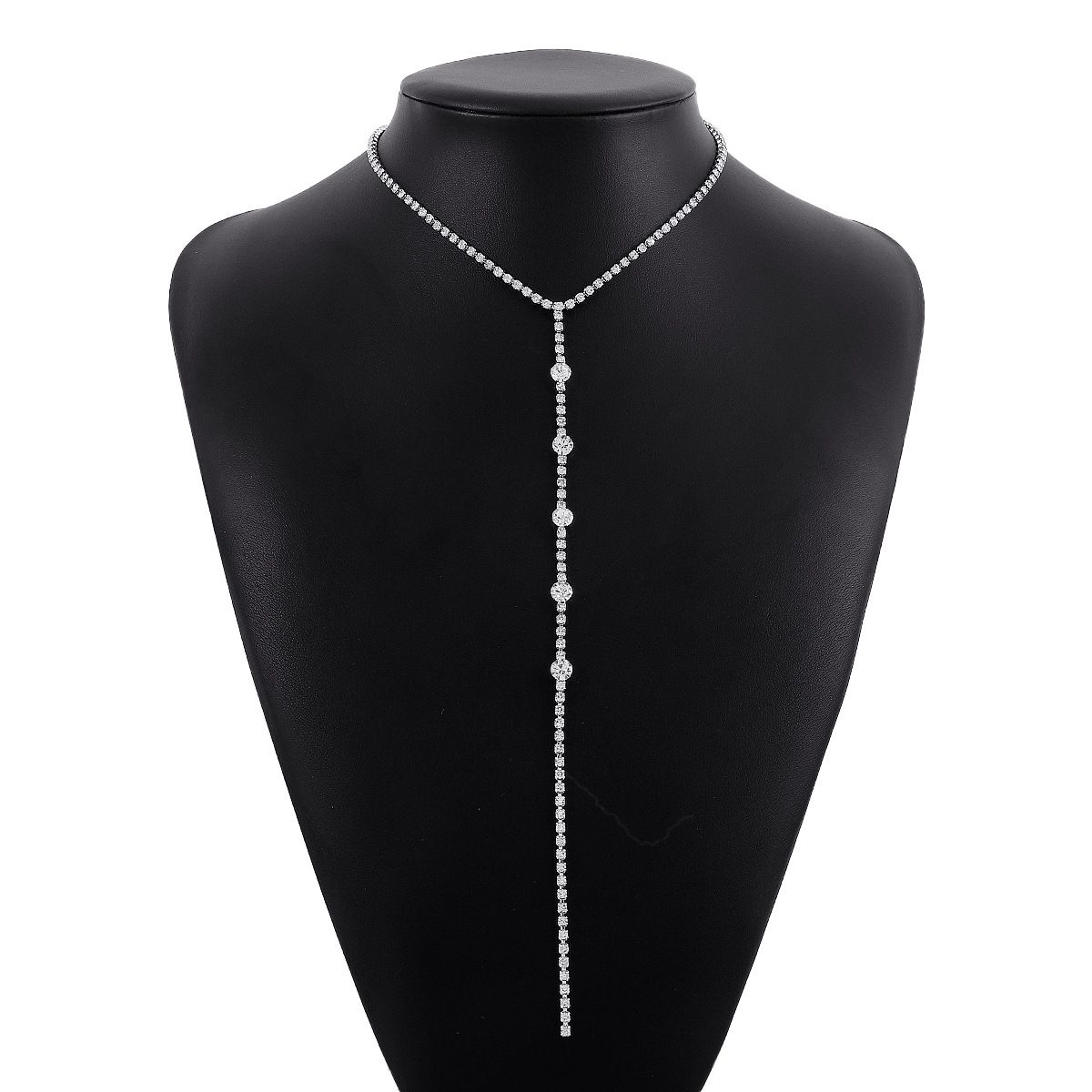 N10968 simple and sexy long Y-shaped fashionable niche geometric rhinestone necklace necklaces_ipsvogv.com