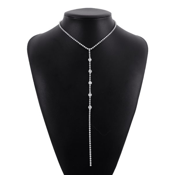 N10968 simple and sexy long Y-shaped fashionable niche geometric rhinestone necklace necklaces_ipsvogv.com