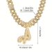 Butterfly Buckle Full Diamond Hip-Hop 26 English Letters Alloy Rhinestone Pendant Necklace_ipsvogv.com