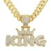 Hip Hop Letter KING Full Diamond Pendant Cuban Chain Men's And Women's Necklace Jewelry_ipsvogv.com