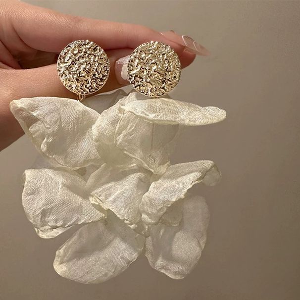 Women’s Jewelry Set FashionRetro White Chiffon Petal Earrings Light Luxury Holiday Style Earrings Gentle Pure Desire Super Fairy Small Fresh Earrings_ipsvogv.com