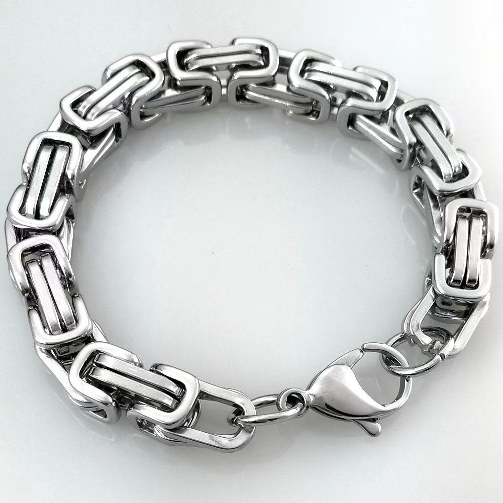 Millimeter Thick Fashion Trendy Men's Titanium Dominant Emperor Chain Stainless Steel Square Buckle Bracelet_ipsvogv.com