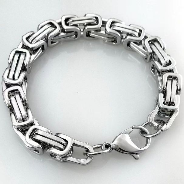Millimeter Thick Fashion Trendy Men's Titanium Dominant Emperor Chain Stainless Steel Square Buckle Bracelet_ipsvogv.com