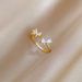 【 Real Gold 】 Bow Full Diamond with Adjustable Opening, Simple Handmade Ring, Couple's Pair Ring_ipsvogv.com