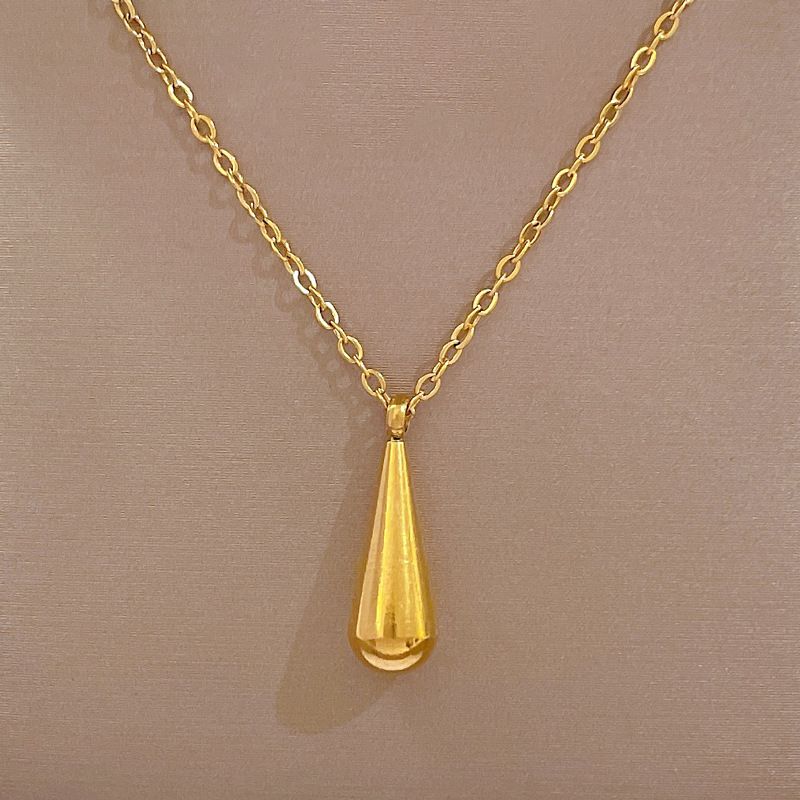 Full Body 【 Titanium Steel 】 Cool Feng Shui Drop Personality Minimalist Wind Furnace Real Gold Necklace Female INS Mesh 【 】_ipsvogv.com