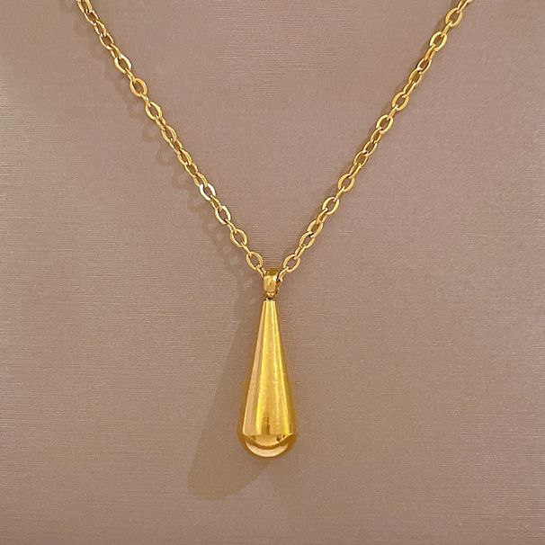 Full Body 【 Titanium Steel 】 Cool Feng Shui Drop Personality Minimalist Wind Furnace Real Gold Necklace Female INS Mesh 【 】_ipsvogv.com