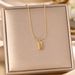 Internet Celebrity Live Streaming Titanium Steel Necklace Feminine Temperament, Gold Brick Three-dimensional Square_ipsvogv.com