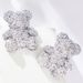 Korean Version Fashionable Full Dia High-end Temperament Acrylic Cute Little Bear Earrings, Sier Needles,_ipsvogv.com
