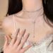 【 5837 People Collection 】 Double Layered Bow Zircon Tassel Necklace For Women 2024 New Collarbone Chain Light Luxury_ipsvogv.com