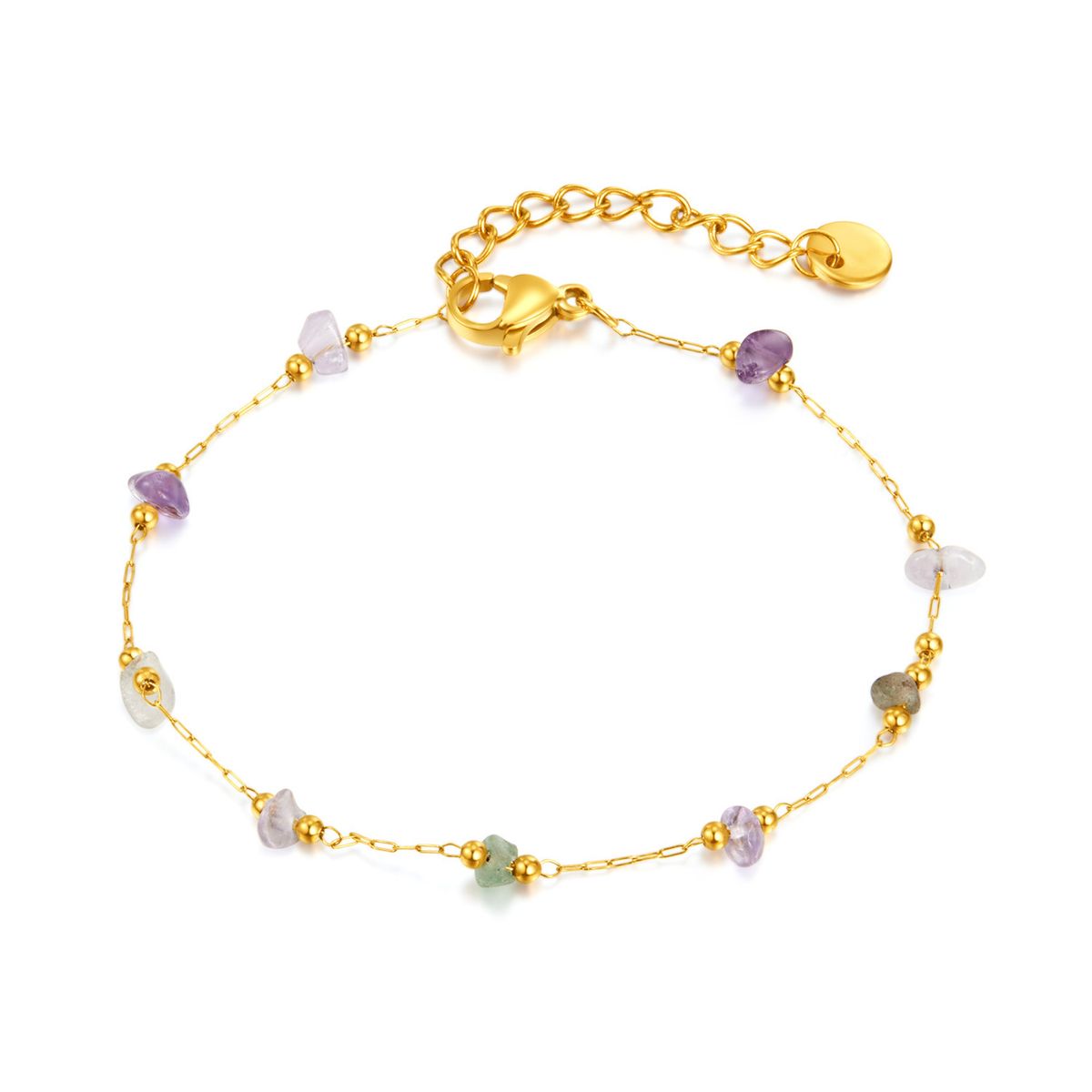 Women's Jewelry Light Luxury Colorful Natural Stone Accessories Fashion Titanium Steel Gold Plated Chain Ethnic Style Bracelet Female_ipsvogv.com
