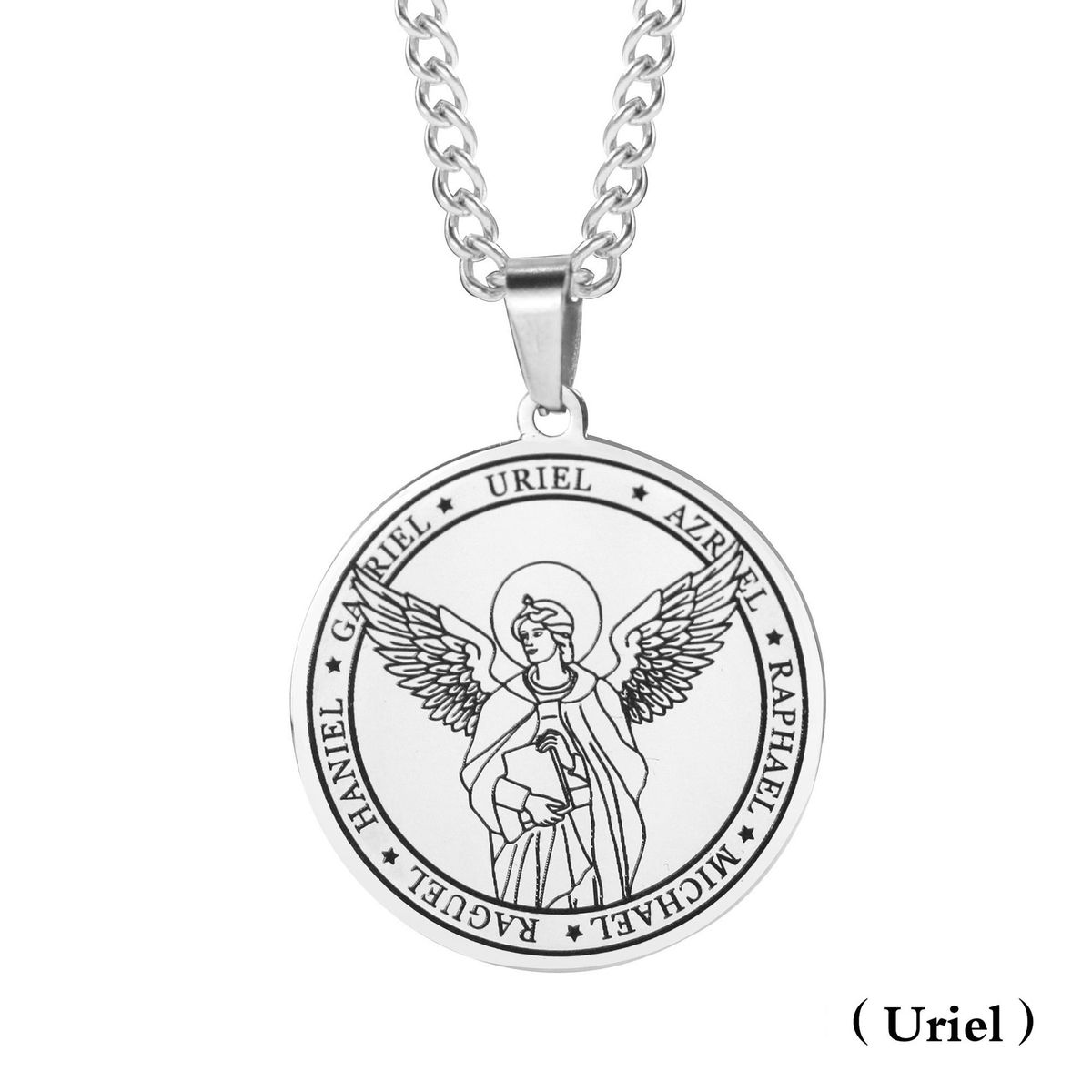 hot selling stainless steel seven angel pendants Men's medal titanium steel necklace jewelry_ipsvogv.com