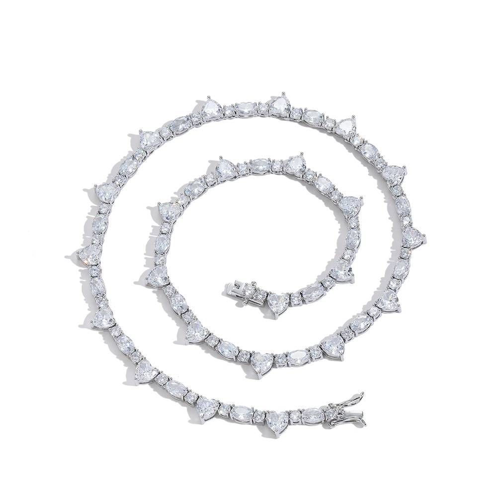 Women's Jewelry Mixed Tennis Chain Hip Hop Tennis Chain Stacked Heart Shaped Oval Splicing_ipsvogv.com
