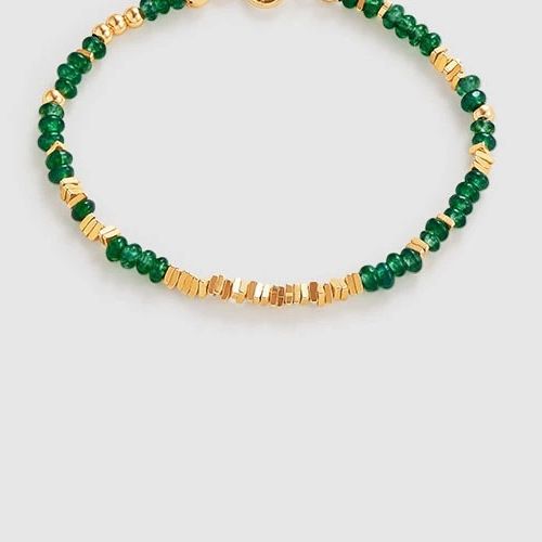 Niche Retro Green Natural Stone Broken Silver Beaded Necklace Light Luxury Emerald Clavicle Chain_ipsvogv.com