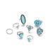 Bohemian Turquoise Flower Fried Dough Twists 8-piece Set Ring Jewelry_ipsvogv.com