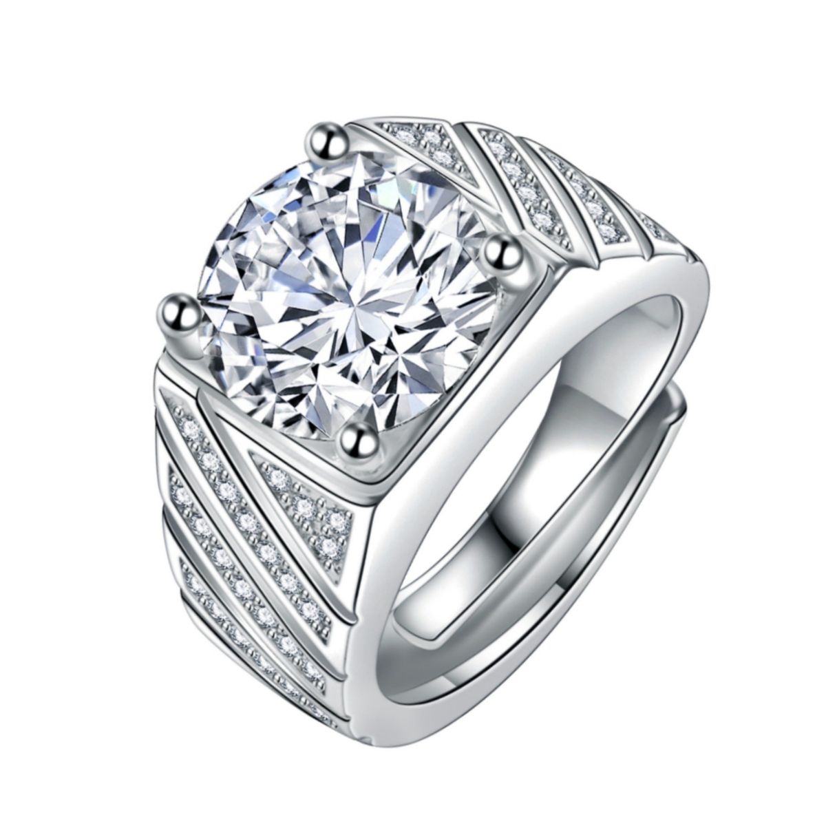 Kwai 5-Carat Full Aggressive Men's Twill Moissane Diamond Heart Eight Arrow Ring_ipsvogv.com
