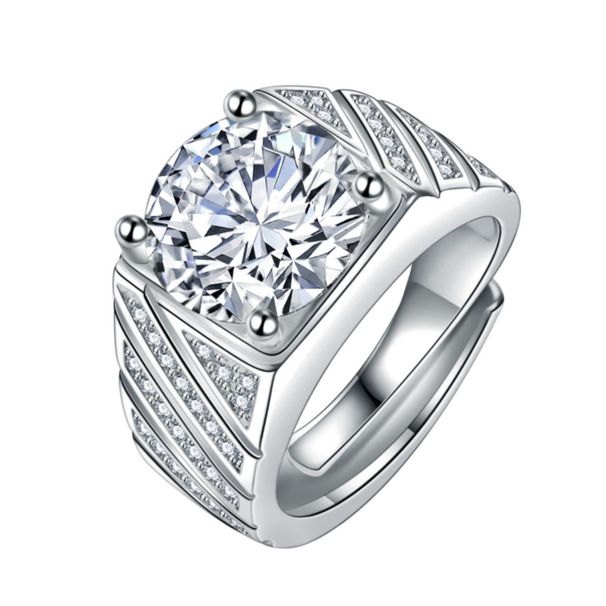 Kwai 5-Carat Full Aggressive Men's Twill Moissane Diamond Heart Eight Arrow Ring_ipsvogv.com