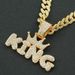 hip hop cool glossy king letter pendant necklace necklace Men's trendy cool Cuban chain accessories_ipsvogv.com
