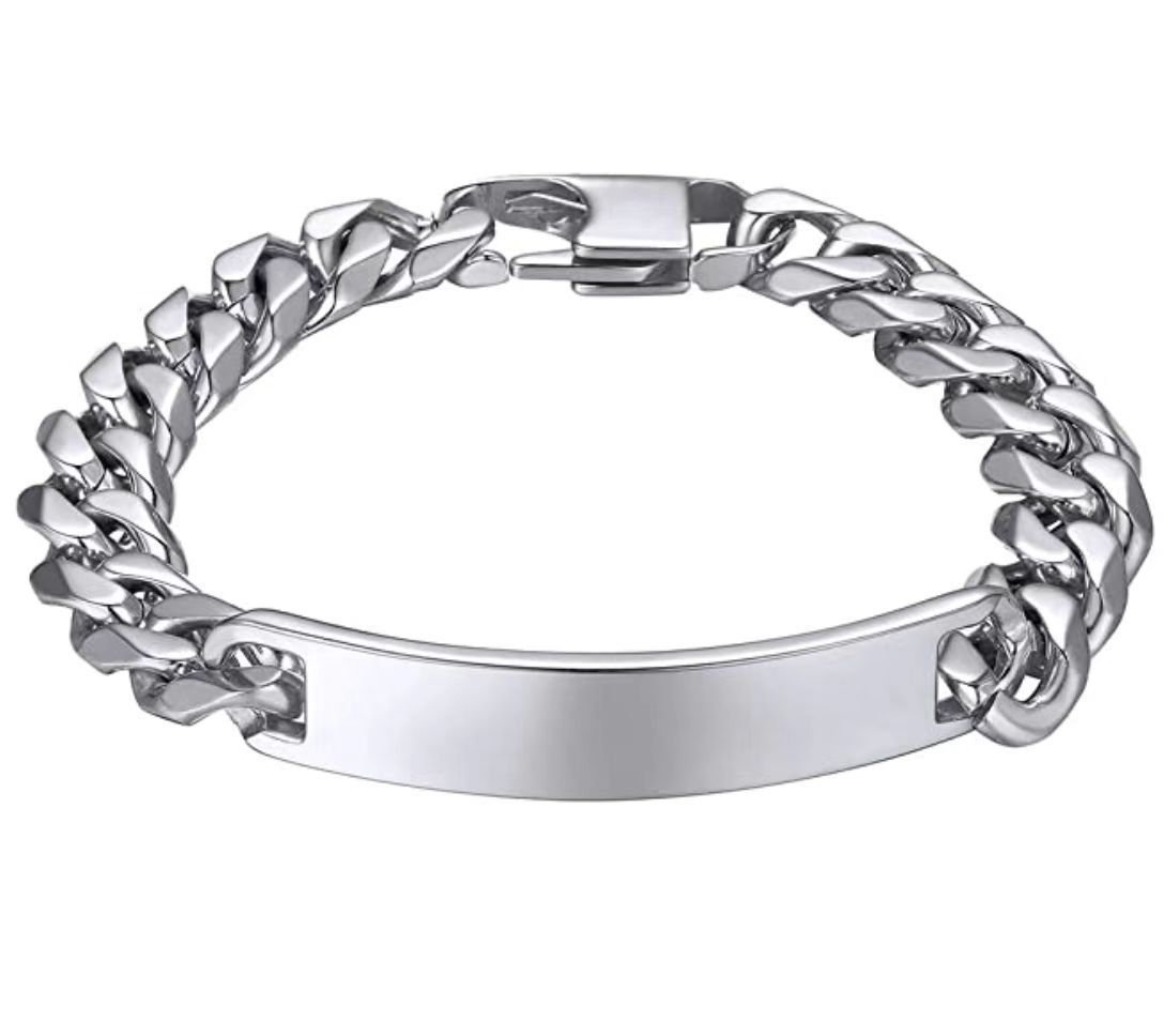 Men's Titanium Stainless Steel Curved Bracelet Hip Hop Cuban_ipsvogv.com