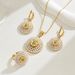 Simple geometric style jewelry set with inlaid pearl necklace and ring, niche design, versatile earrings for women_ipsvogv.com