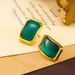 Geometric green cat's eye stone personalized ins, niche high-end earrings, and earrings_ipsvogv.com