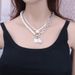 Jewelry New Copper Snake Baroque Pearl Portrait Square Necklace Women's Double Set Chain_ipsvogv.com