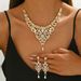 2024 Necklace Earrings Diamond Jewelry High-end Wedding Dress Evening Gown Accessories Two-piece Set_ipsvogv.com