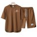 Men's Clothing 2024 Waffle Casual Summer Suit Men's Loose Teen Short sleeved T shirt Shorts Handsome Two piece Suit_ipsvogv.com