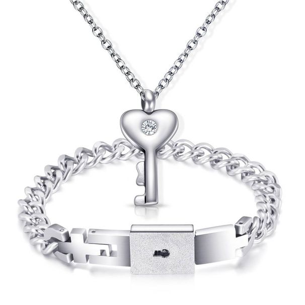 Women's Jewelry Triumph Couple Love Lock Bracelet Necklace Titanium Steel Fashion Suit_ipsvogv.com