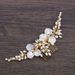 Headdress Elegant Pearl Flower Hair Comb With Gold Leaves - Bridal Hair Accessories For Weddings, Parties & Special Occasions Hair Comb Bridal_ipsvogv.com