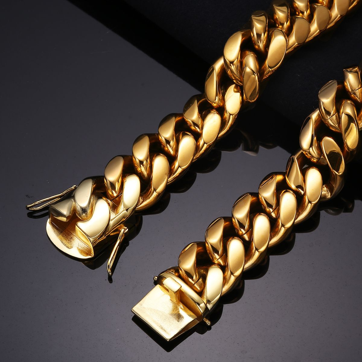 Men's Jewelry Set Fashion Necklace Gold Cuban Chain Encryption Chain Stainless Steel Titanium Steel Jewelry Boyfriend Gift_ipsvogv.com